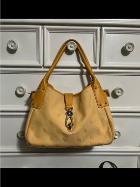 Large Dooney & Bourke Yellow Canvas Shoulder Bag